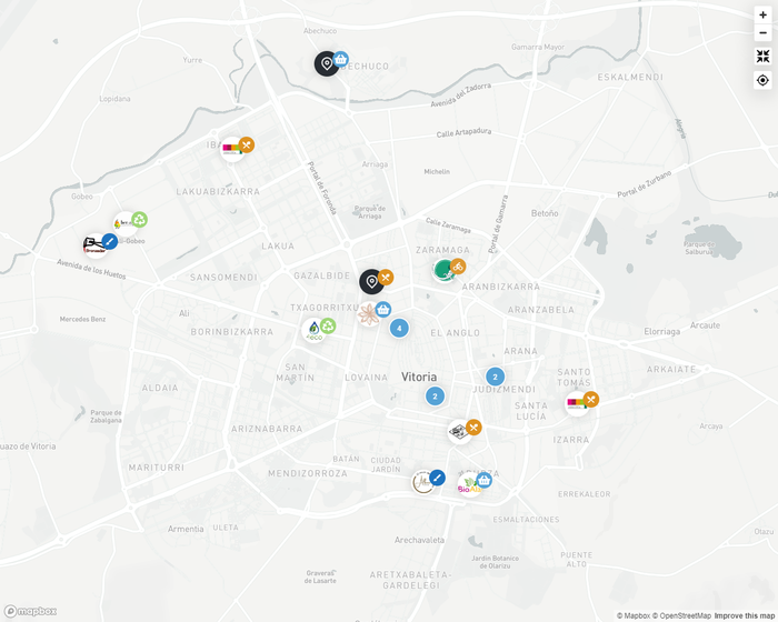 Gasteizen kontsumo arduratsua egiteko mapa