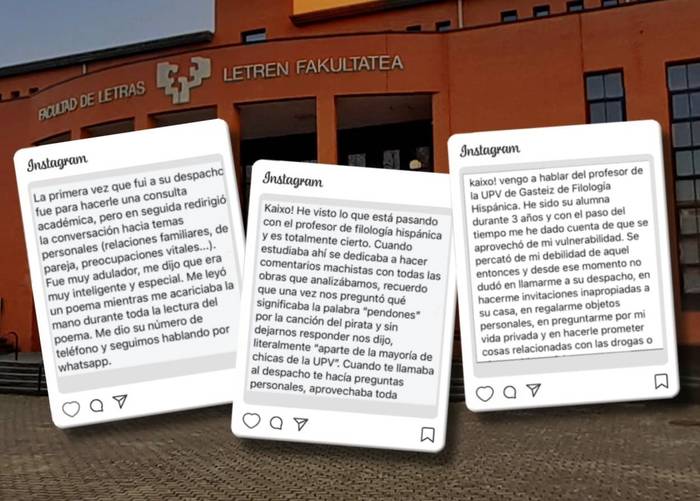 Gasteizko EHUko irakasle baten sexu jazarpena salatu dute hainbat ikaslek