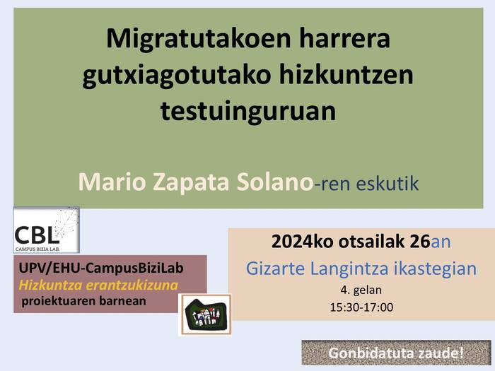 "Migratutakoen harrera gutxiagotutako hizkuntzen testuinguruan"