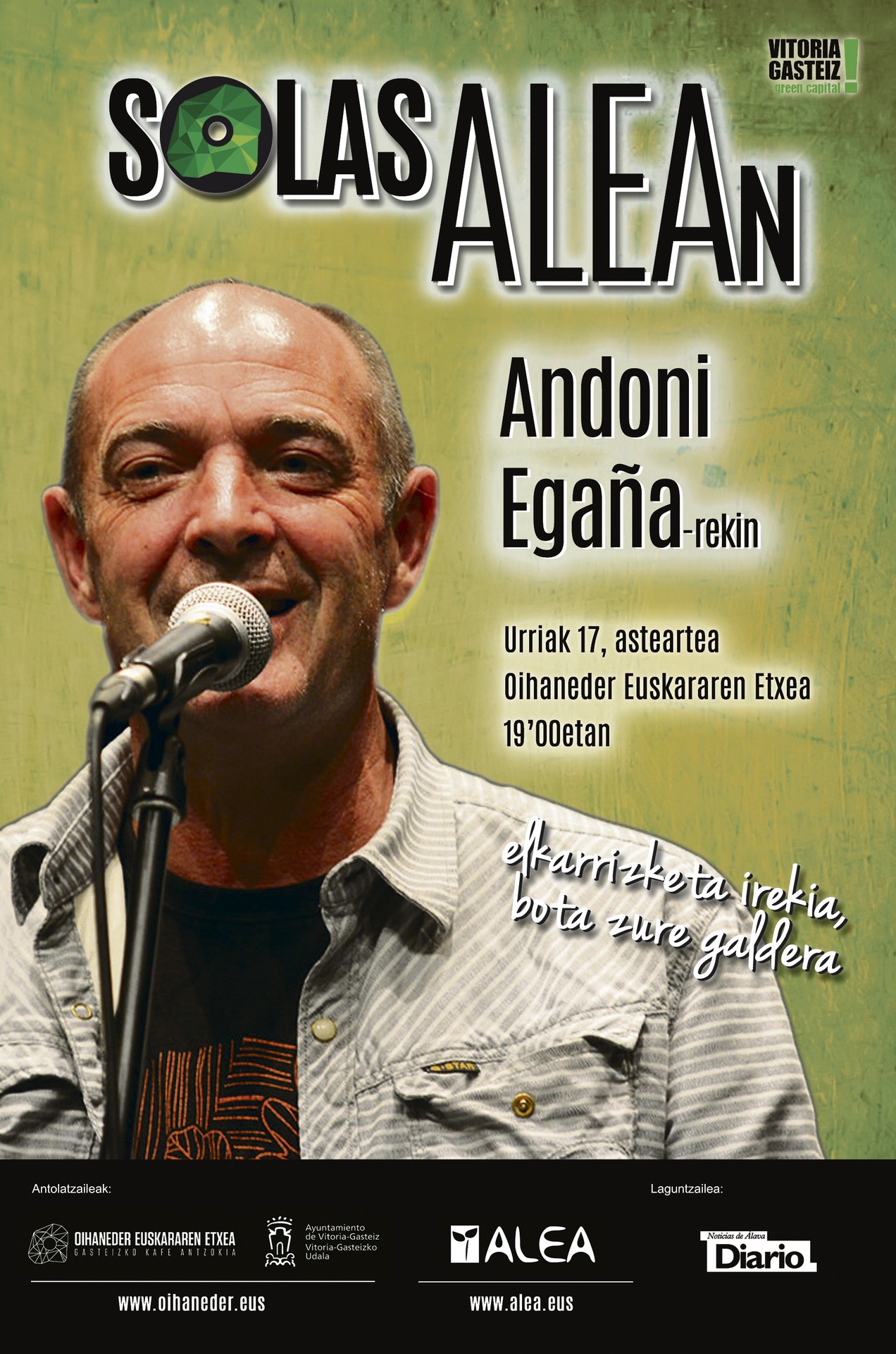 Andoni Egañarekin 'SolasAlean', urriaren 17an