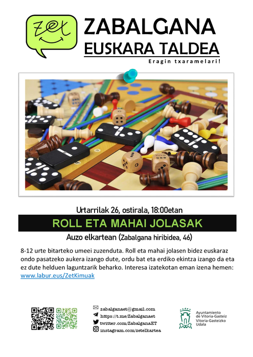 Roll eta mahai jolasak