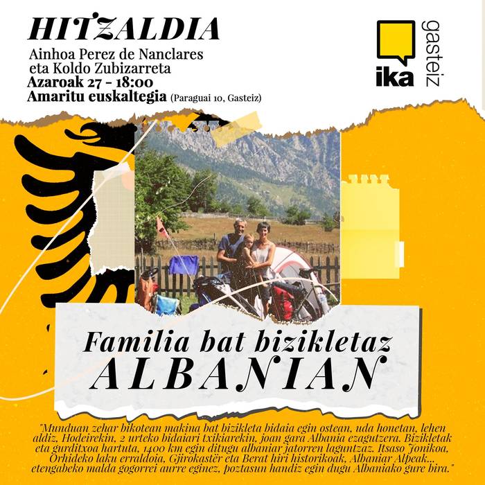 'Familia bat bizikletan Albanian'