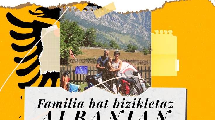 'Familia bat bizikletan Albanian'