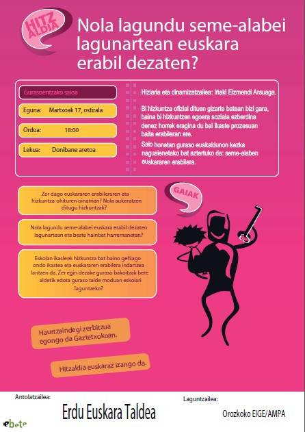[IKASTAROA] 'Nola lagundu seme-alabei lagun artean euskara erabil dezaten?'