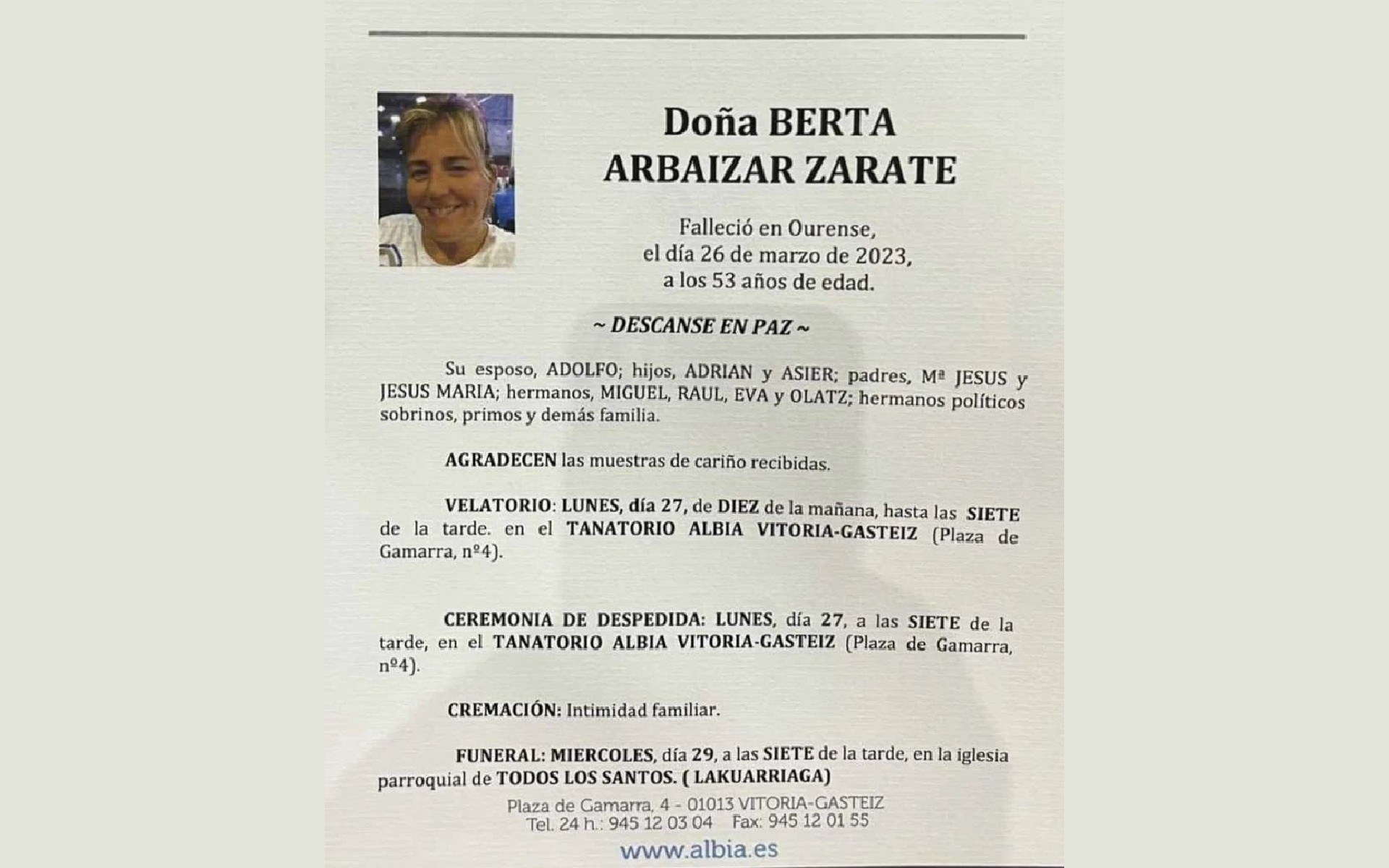 Berta Arbaizar hil da, Arabako atletismoaren historikoa