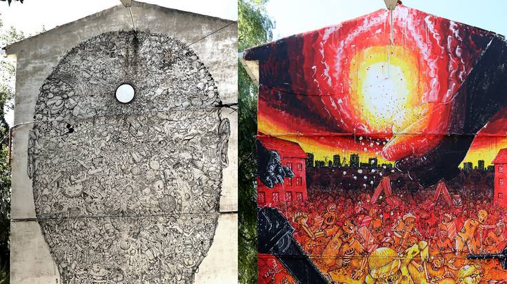 Blu artista italiarrak bi mural egin ditu Errekaleorren