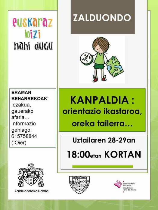Kanpaldia: orientazio ikastaroa, oreka tailerra...