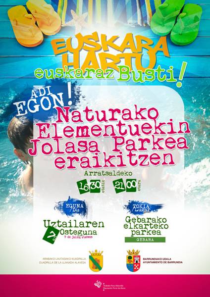 Naturako elementuekin jolasa parkea eraikintzen