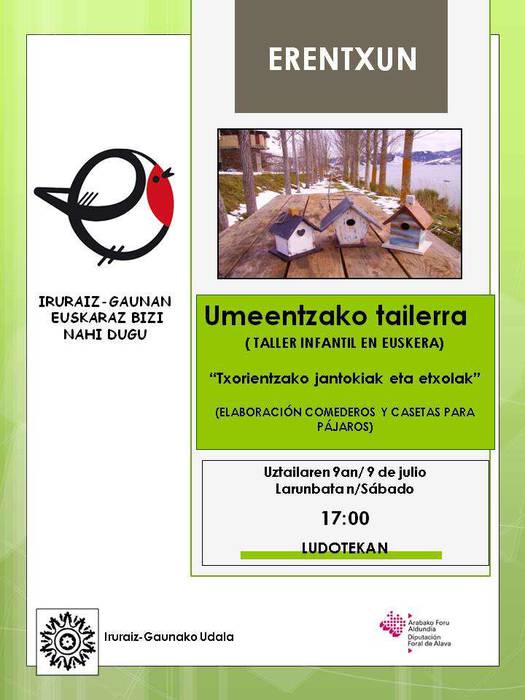 Txorientzako jantokiak eta etxolak