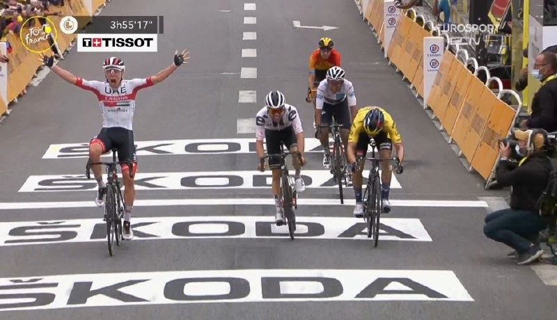 Pogacar, Hirschi, Roglic, Landa eta zale guztiok, garaile Laruntzen