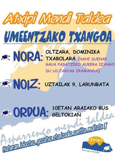 Dominika txabolara umeentzako txangoa