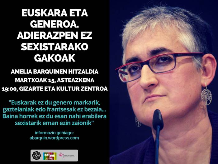 [HITZALDIA] 'Euskara eta generoa. Adierazpen ez sexistarako gakoak'