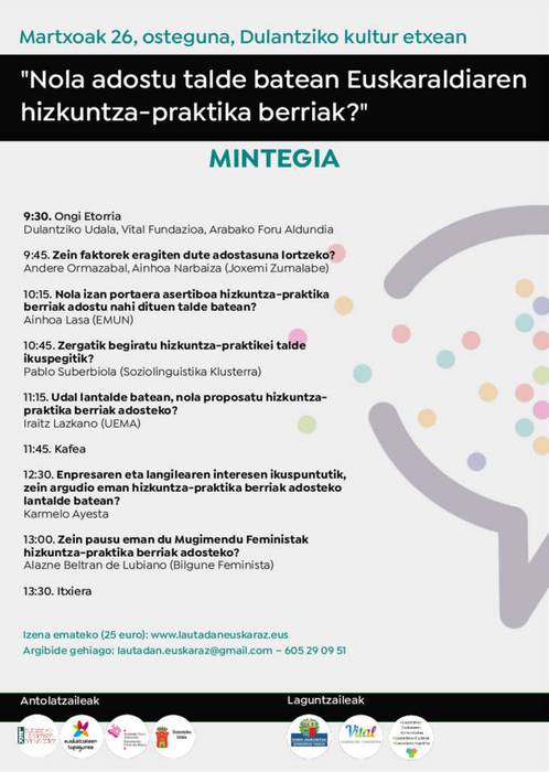 [BERTAN BEHERA] 'Nola adostu talde batean Euskaraldiaren hizkuntza-praktika berriak?' Mintegirako izen-ematea
