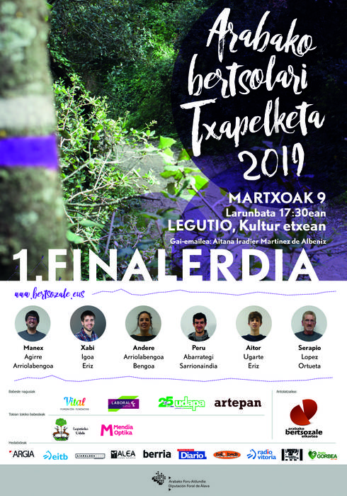 Legution jokatuko da Arabako Bertsolari Txapelketako 1.finalerdia