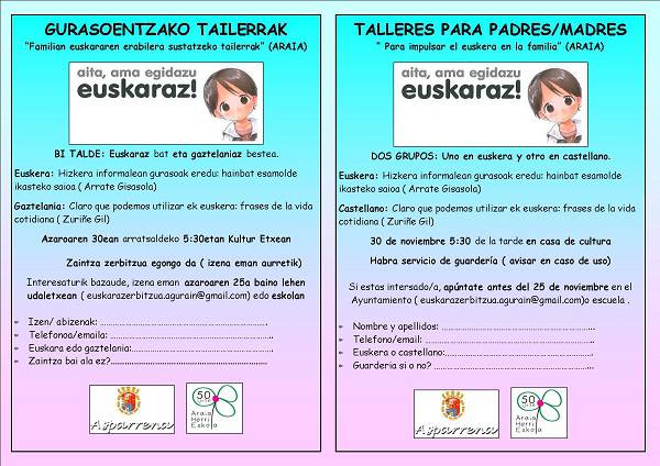 Familian euskararen erabilera sustatzeko tailerrak