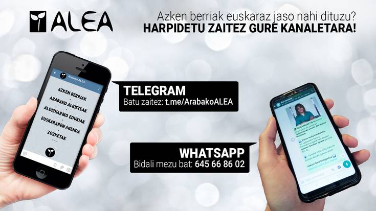 ALEAren azken berriak Telegram eta Whatsapp bidez
