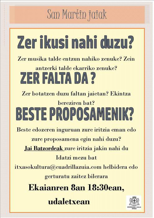 San Martin jaiak prestatzeko Jai Batzordea