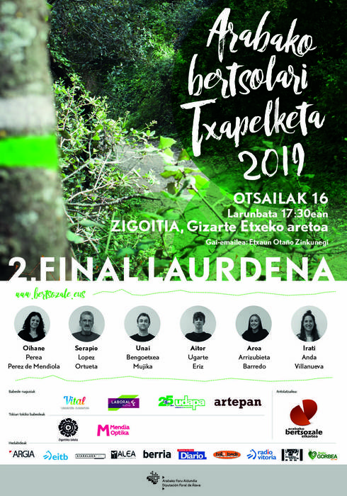 Zigoitian jokatuko da Arabako Bertsolari Txapelketako 2.final laurdena