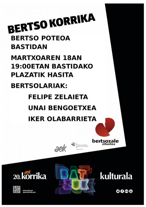 [KORRIKA KULTURALA] Bertso poteoa Bastidan