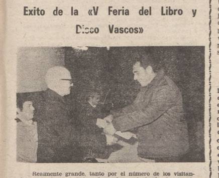 Euskal Liburu Azoka, 1974; Jose Miel Barandiaran omendu zuten. NORTE EXPRES