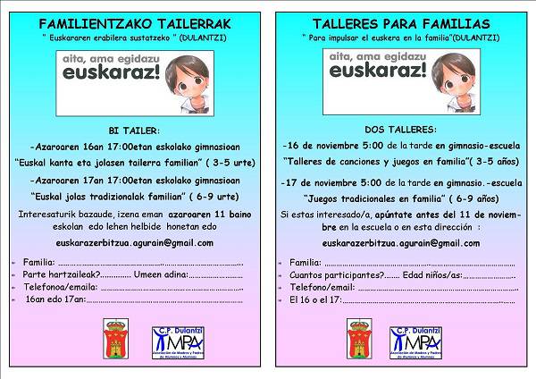 Familian euskararen erabilera sustatzeko tailerrak